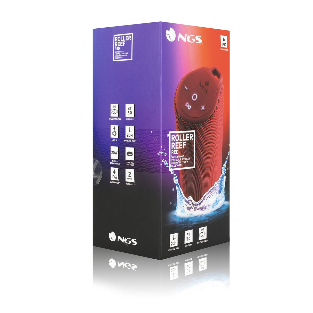 Altavoz Con Bluetooth Ngs Roller Reef 20w 2.0 Rojo