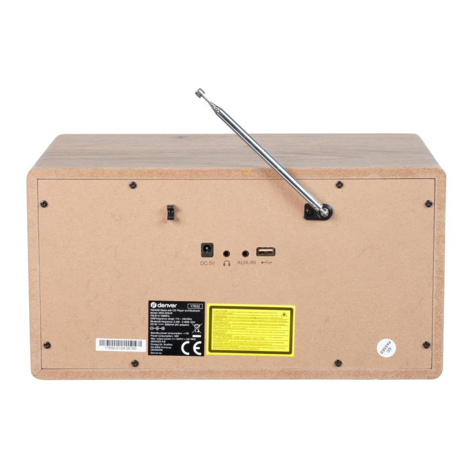 Denver Mda-525lw Retro-Anlage Dab+/Fm/Bt/Cd Holz Hell