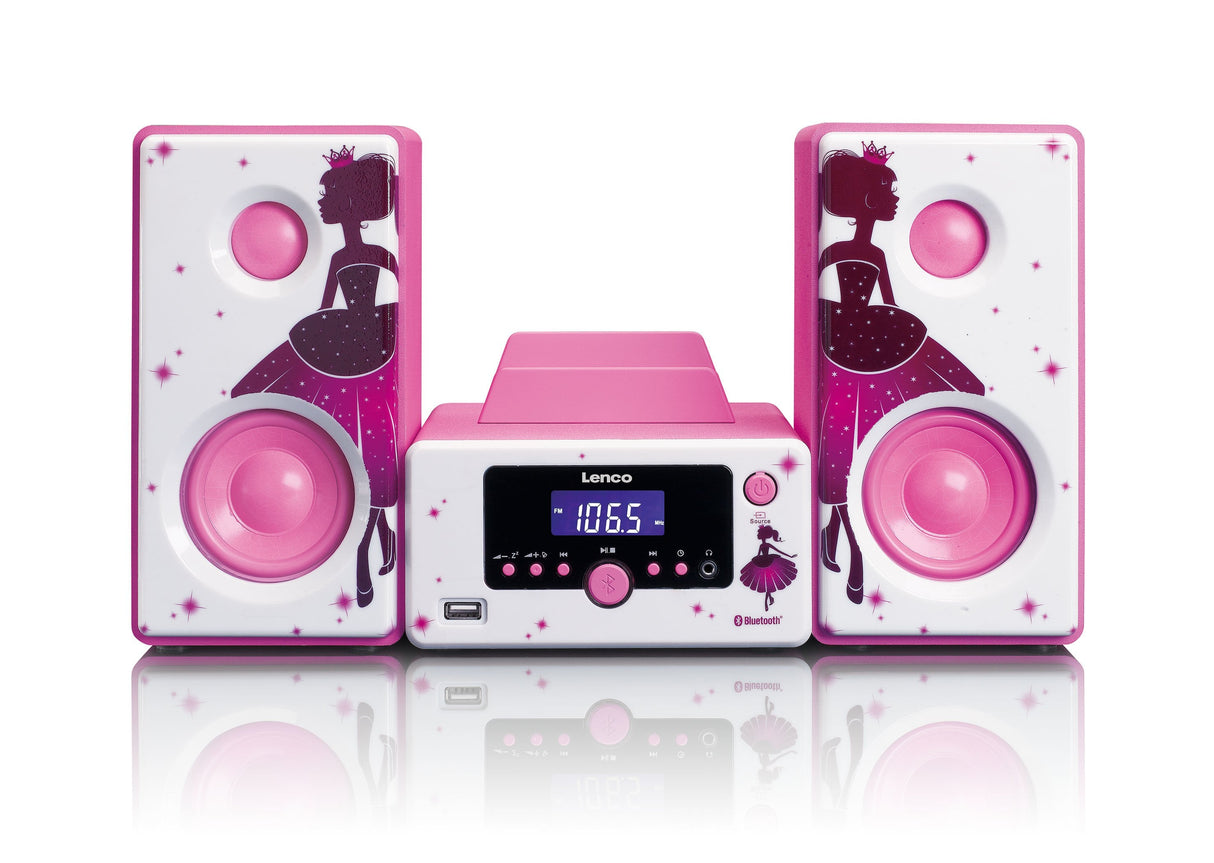 Lenco Mc-020, Minicadena De Música Para Uso Doméstico Rosa, Blanco 10 W