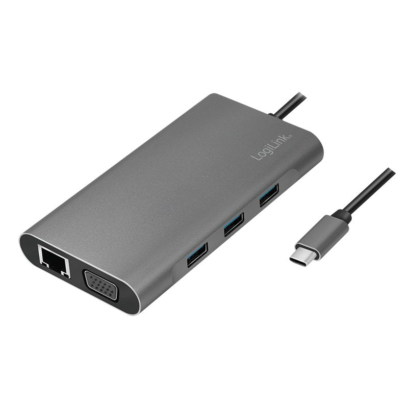 Estación De Acoplamiento Logilink Usb 3.2 Gen1, Usb-C, 10 Puertos, Pd, Plateado.