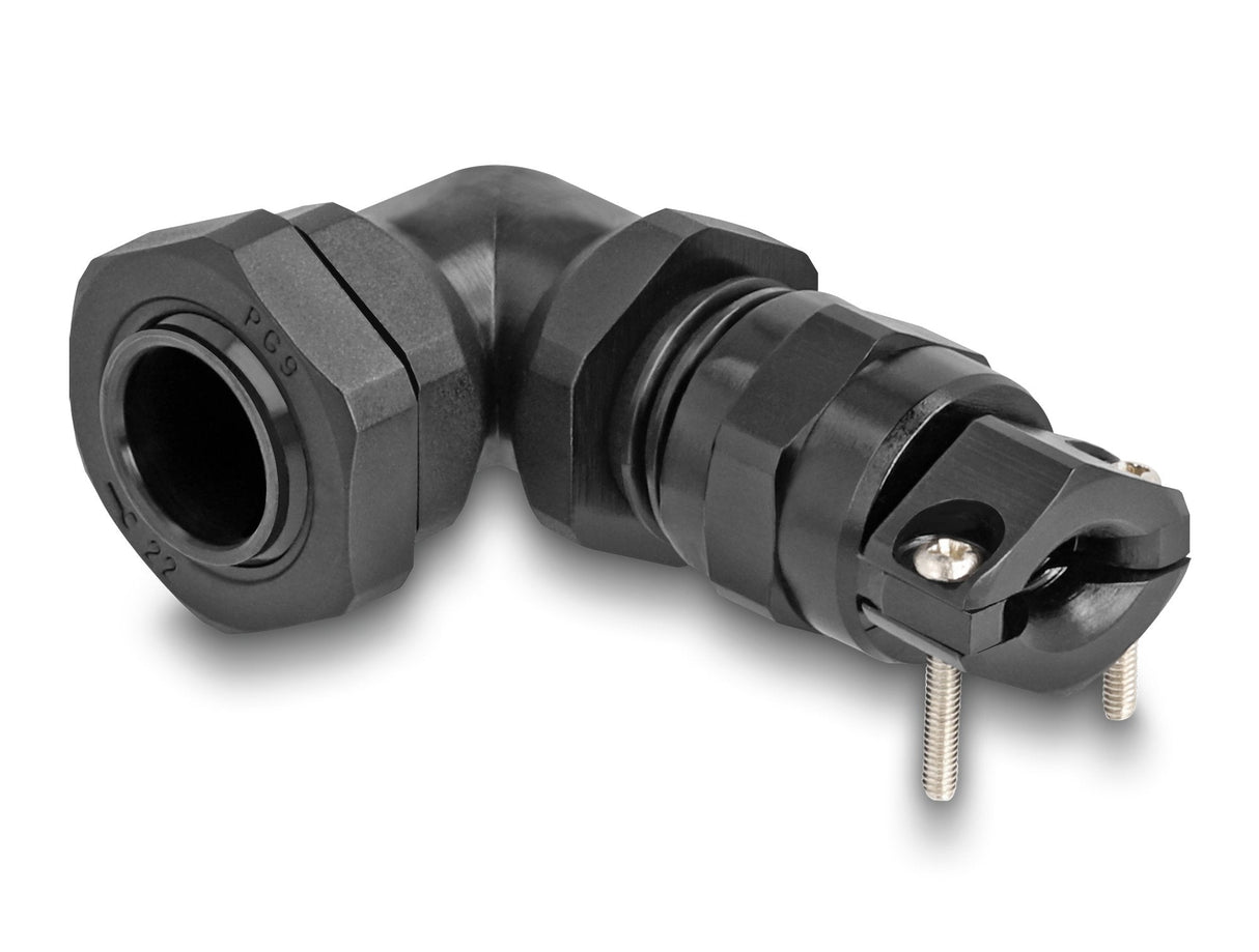 Delock 60591 Prensaestopas Con Alivio De Tensión Y Protección Contra La Flexión Ángulo De 90 ° Pg9 Negro