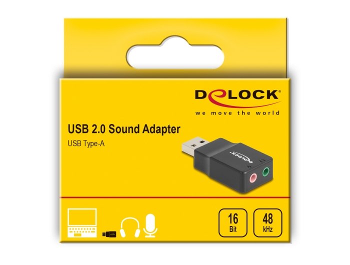 Delock 66634 Tarjeta De Sonido Usb Externa Con Adaptador De Audio Plug & Play Con Conector Estéreo De 2 X 3,5 Mm Para Pc, Portátil Y Mac Negro