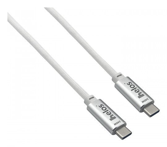 Helos Cable, Usb 4, 40 Gbps 240w,Tipo-C Premium Macho, 2,0m, Blanco