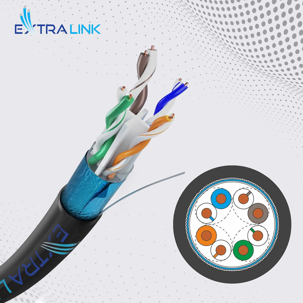 EAN 5907207222516 - Extralink CAT6 FTP (F/UTP) V2 Zewnętrzny | Kabel sieciowy skrętka | 25M (EX.22516) cable de red F/UTP (FT imagen 3