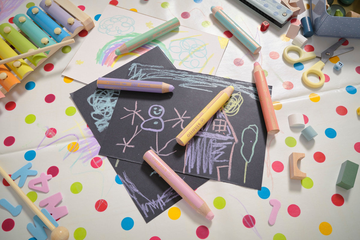Stabilo Woddy 3 En 1 Pack De 18 Lapices De Colores Incluidos Pastel + Sacapuntas + Pincel Nº 8 - Lapiz De Color, Cera Y