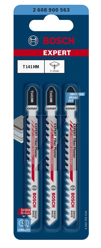 Hoja De Sierra De Calar Bosch Expert Metal Duro T 141 Hm 'Fiber Yeso' (3 Piezas) 2608900563
