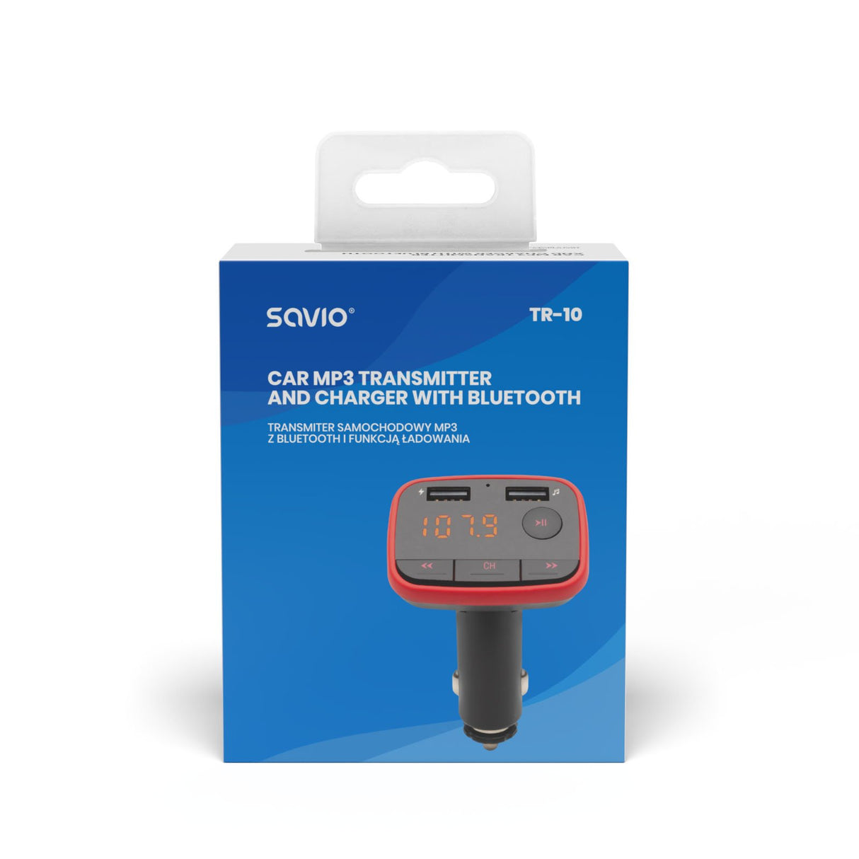 EAN 5901986044390 - Savio TR-10 transmisor FM 87 - 108 MHz Bluetooth/USB Negro, Rojo imagen 4