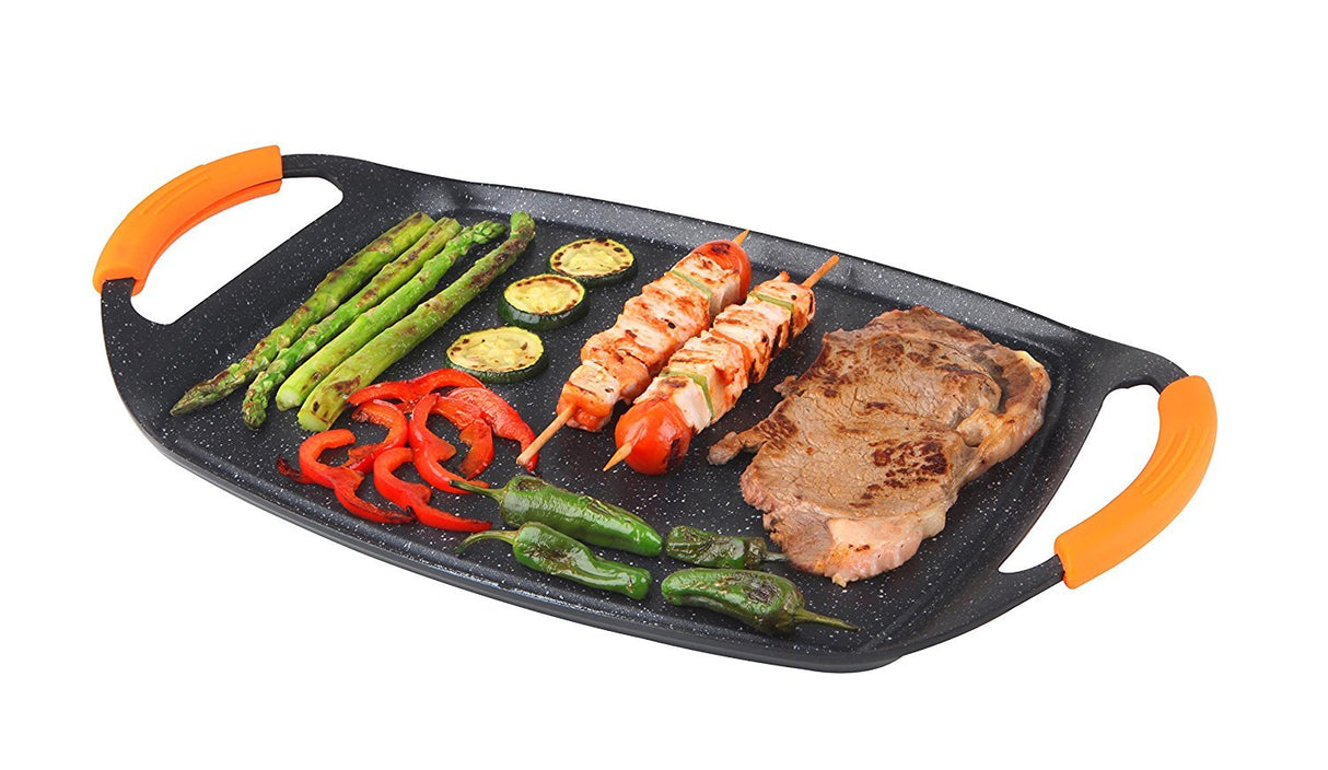 Orbegozo Gdb 4700 Plancha Grill De Aluminio Forjado - Antiadherente De Piedra - Asas De Goma Extraibles - Diseño