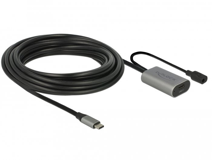 Delock 85392 Cable Usb-C -> Usb-C + Dc M/H 5m Negro/Gris