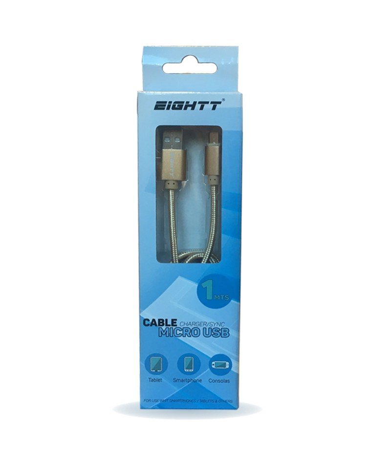 Eightt Cable Usb A Micro Usb 1m Trenzado Nylon Oro