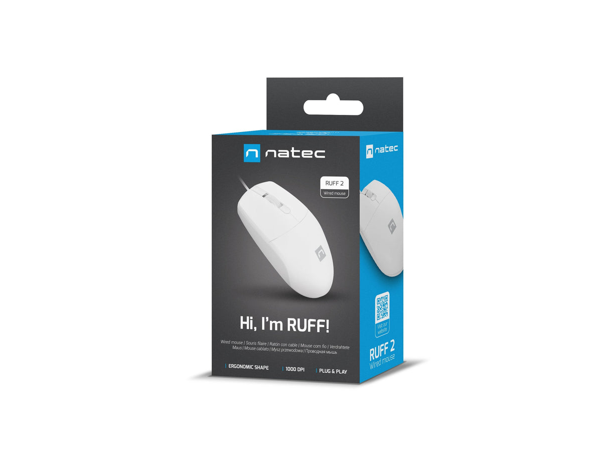 Raton Natec Ruff 2 1000dpi Optico Blanco