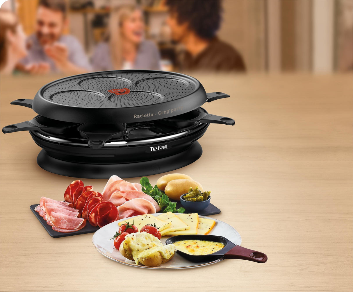 Tefal Re3208 Store'In 2 En 1, Raclette Negra, 1050 Vatios, Para 8 Personas Re3208
