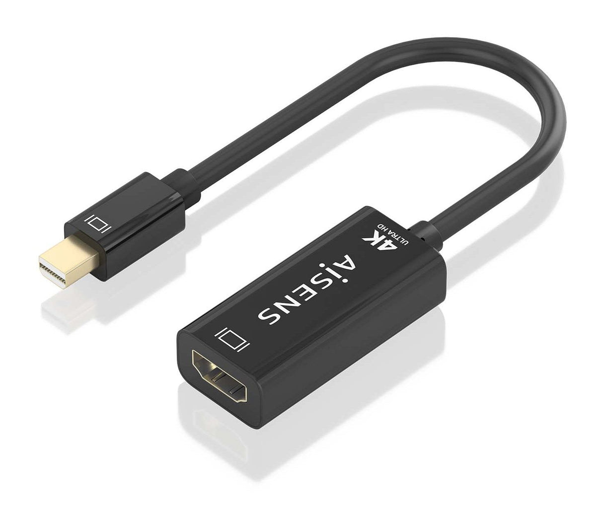 Aisens Conversor Mini Dp A Hdmi 4k@60hz, Mini Dp/M-Hdmi/H Negro, 15cm
