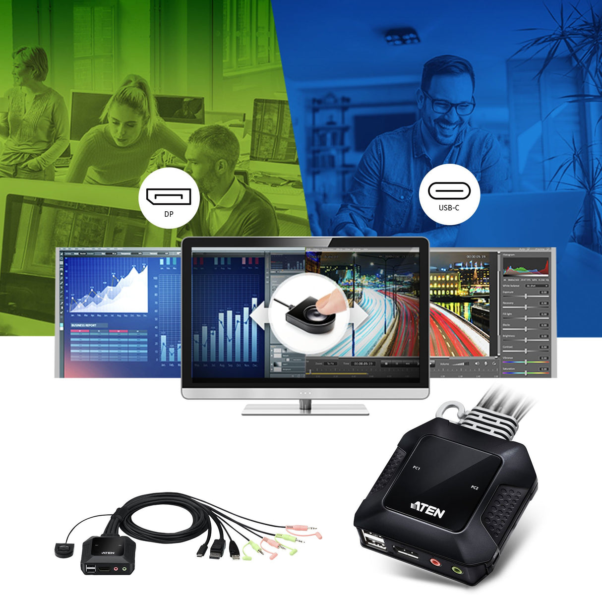 EAN 4710469341311 - ATEN CS52DP interruptor KVM Negro imagen 4