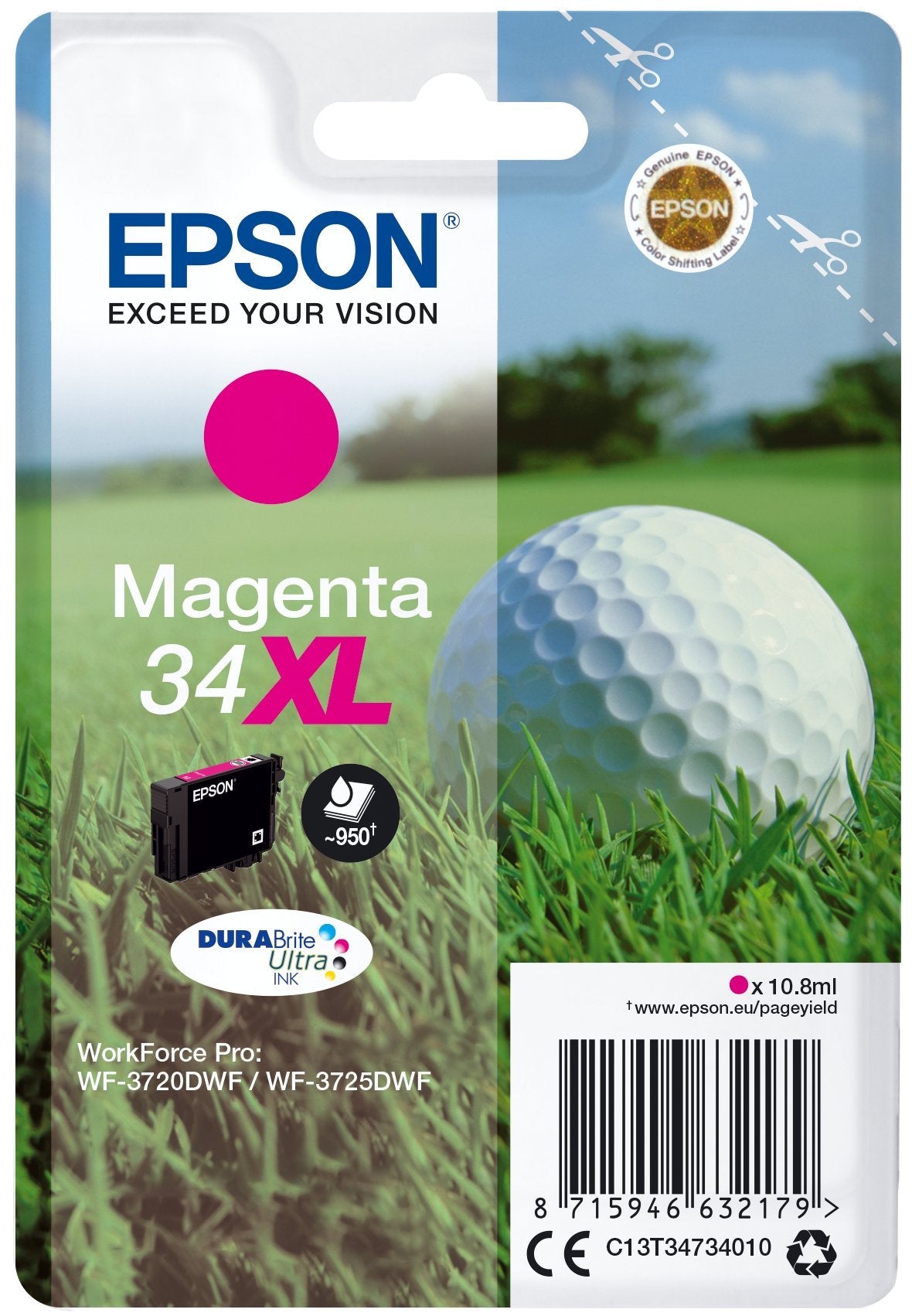 Tinta Original Epson 34xl Magenta Para Wf-3720dwf/3725dwf
