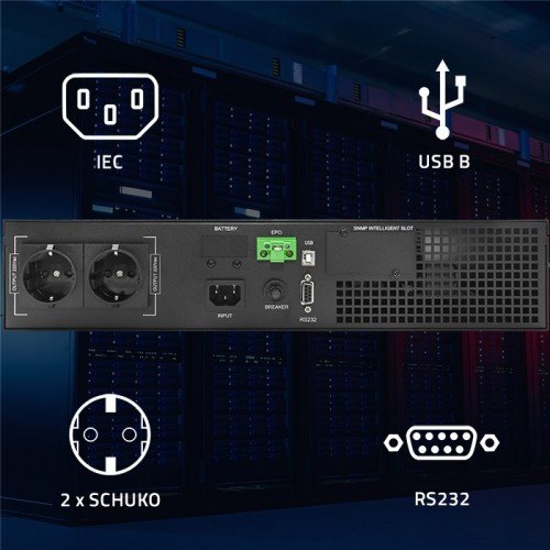 EAN 5901878522852 - Qoltec 52285 sistema de alimentación ininterrumpida (UPS) Doble conversión (en línea) 1 kVA 1000 W 2 sali imagen 6