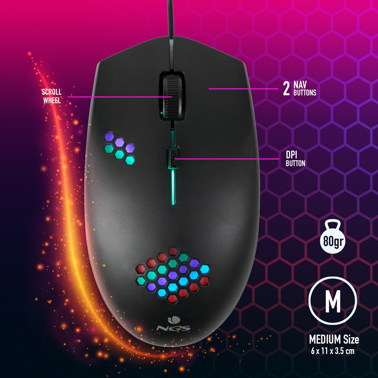 EAN 8435430618211 - NGS GMX-120 ratón Juego Ambidextro USB tipo A Óptico 1200 DPI imagen 5