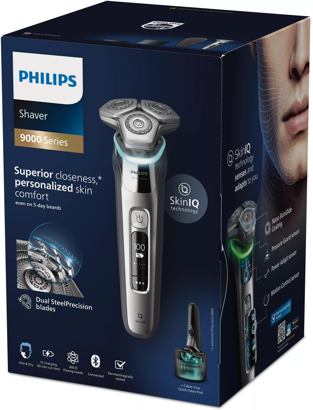 EAN 8720689018104 - Philips SHAVER Series 9000 S9975/55 afeitadora Máquina de afeitar de rotación Recortadora Cromo, Plata imagen 4