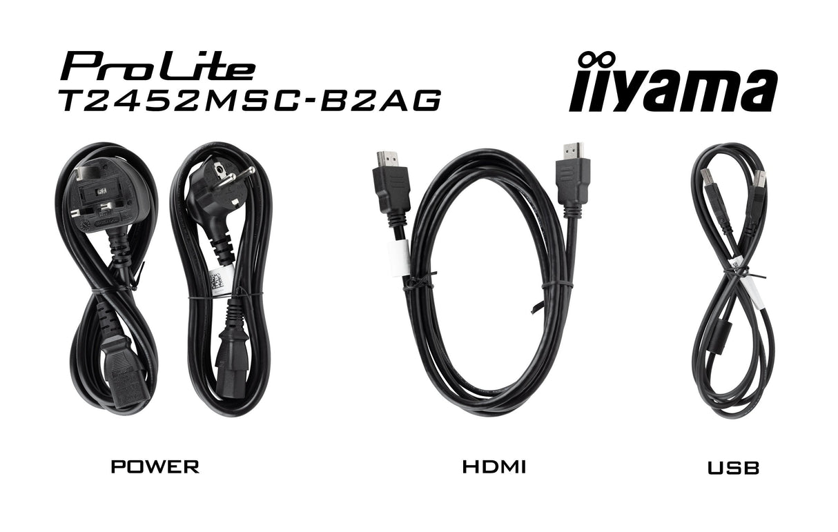 Iiyama Prolite T2452msc-B2ag (60.5 Cm (24 Zoll), Negro (Matt), Fhd, Ips, Touchscreen, Hdmi, Dp, Entspiegelung, 120hz Panel) T2452msc-B2ag