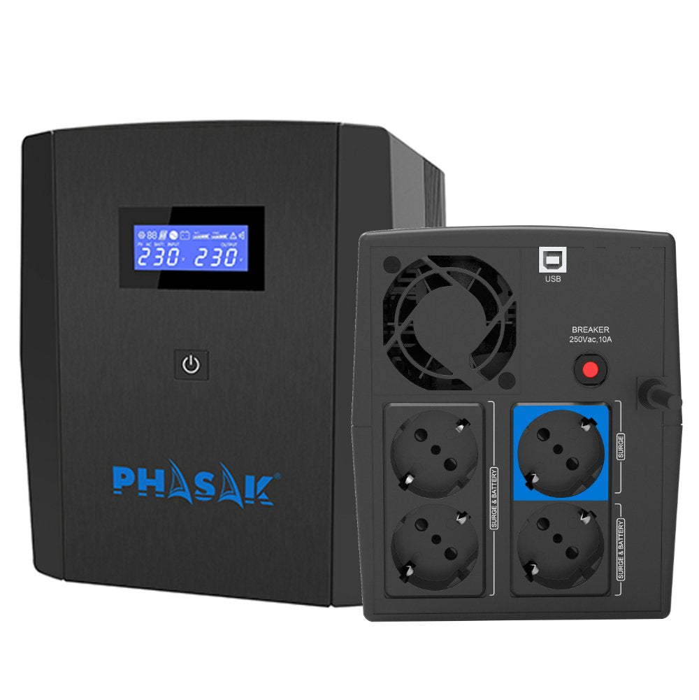 Sai Línea Interactiva Phasak Sirius 1560 Va Interactive 1560va-900w 4 Salidas Formato Torre