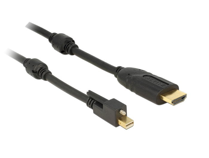 Delock Cable Mini Displayport 1.2 Macho Con Tornillo Hdmi Macho 4k Activo Negro 5 M