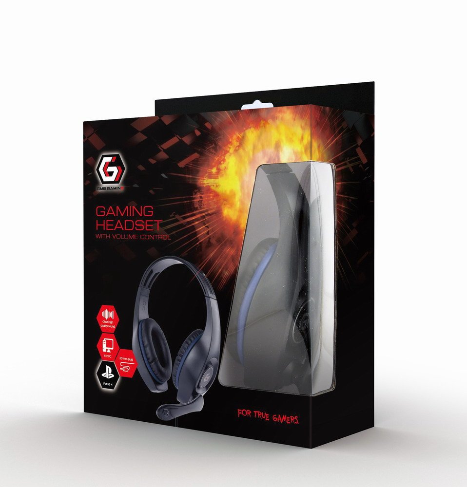 EAN 8716309117142 - Gembird GHS-05-B auricular y casco Auriculares Alámbrico Diadema Juego Negro, Azul imagen 4