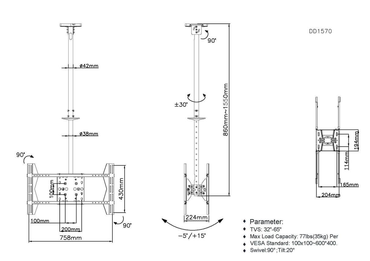 EAN 4015867207970 - Equip 650370 soporte para pantalla de señalización 165,1 cm (65") Negro imagen 7