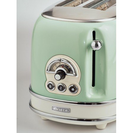 Tostadora Ariete Vintage 155 Verde Claro, 810 Vatios, Para 2 Rebanadas De Pan Tostado 0155gr