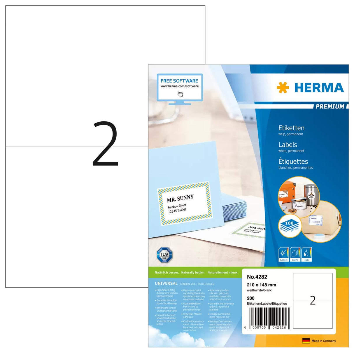 EAN 4008705042826 - HERMA 4282 etiqueta de impresora Blanco Etiqueta para impresora autoadhesiva imagen 1