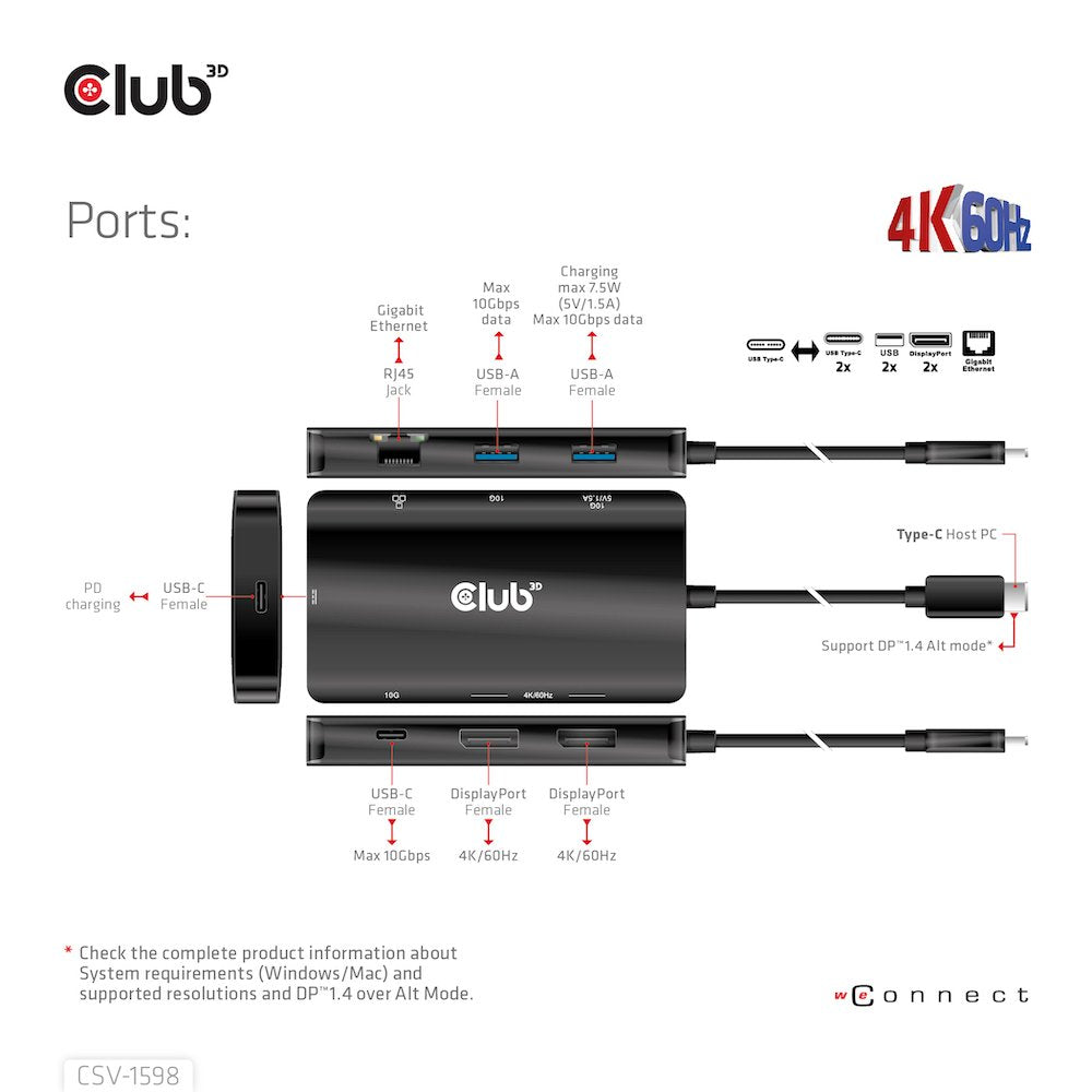 EAN 8719214472528 - CLUB3D CSV-1598 base para portátil y replicador de puertos USB 3.2 Gen 2 (3.1 Gen 2) Type-C Negro imagen 9