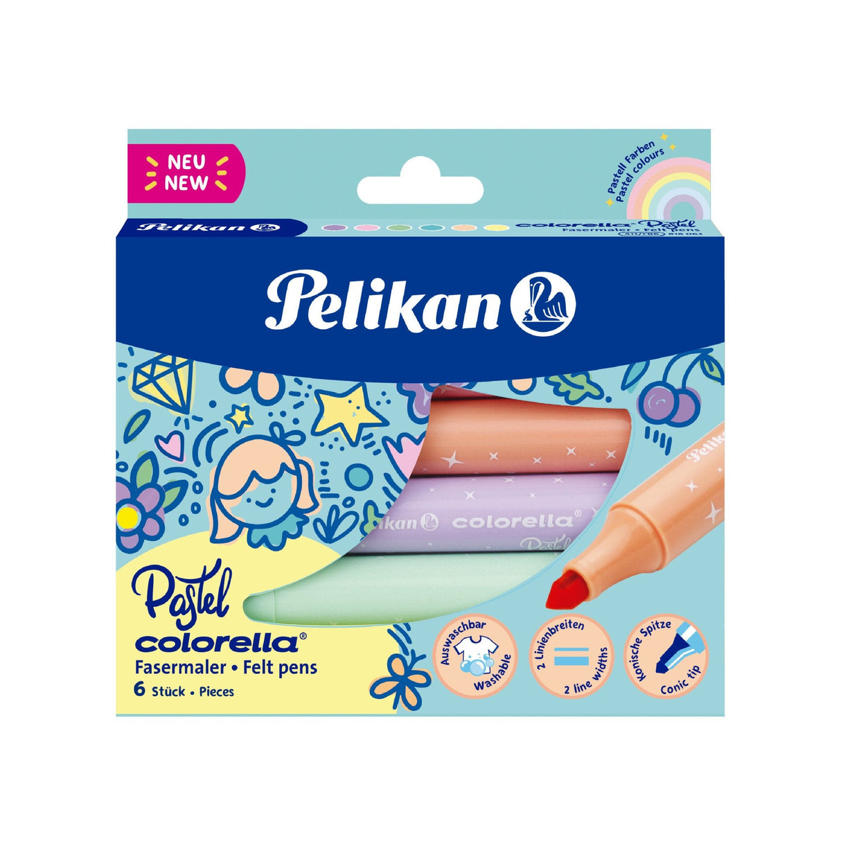Bolígrafos De Fibra Pelikan Colorella Pastel 411 / Fs6 Caja Plegable