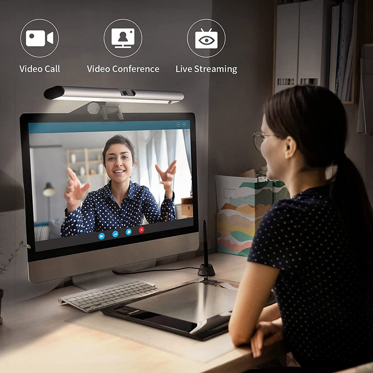 4smarts 2in1 Lampara Lightbar Pro Monitor Con Webcam Fullhd Plata