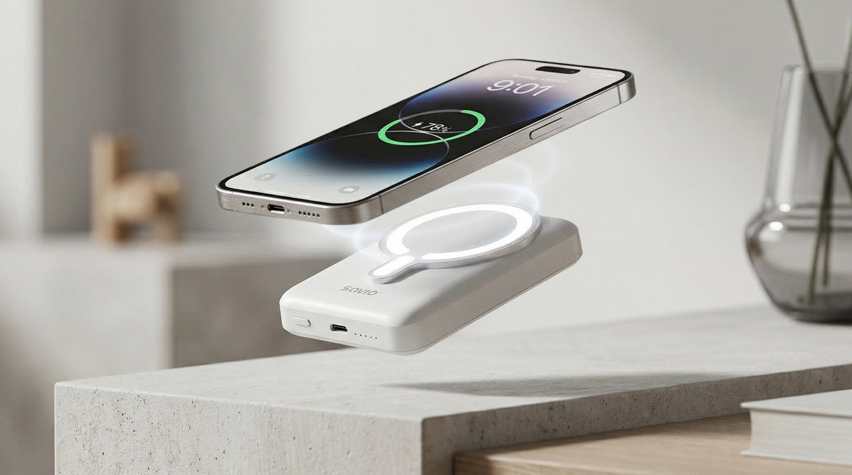 Savio Ba-13 Batería Externa 10000 Mah Cargador Inalámbrico Blanco