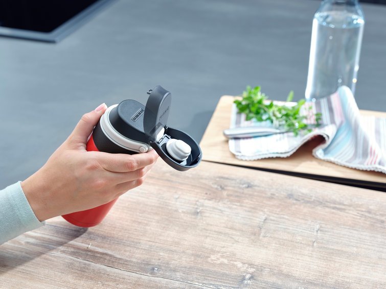 Leifheit 03245 Taza De Viaje 350 Ml Negro, Rojo Acero Inoxidable