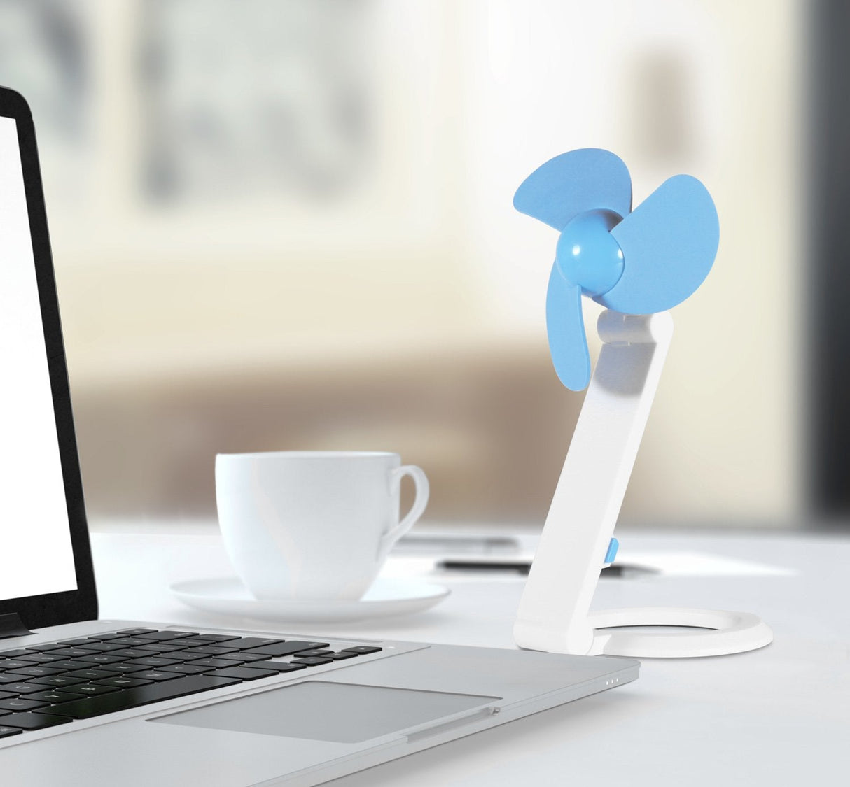 Ventilador Thumbs Up De Mesa Usb Azul Blanco