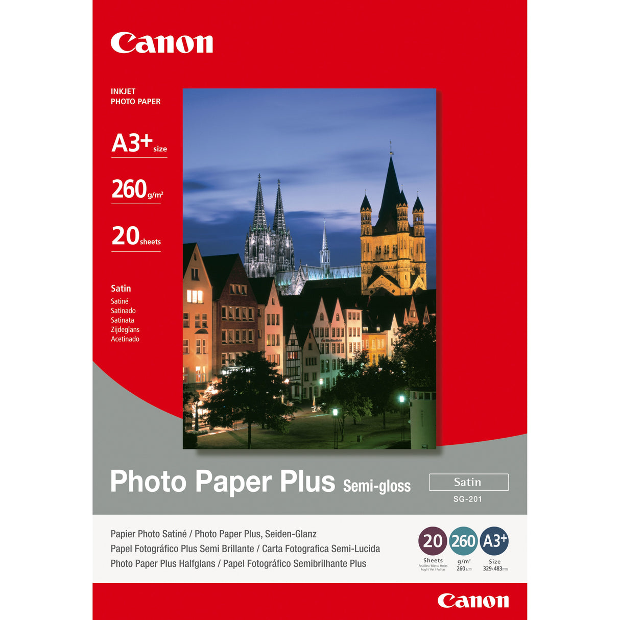 Papel Canon Plus Sg-201-A3+ Satinado 20hojas