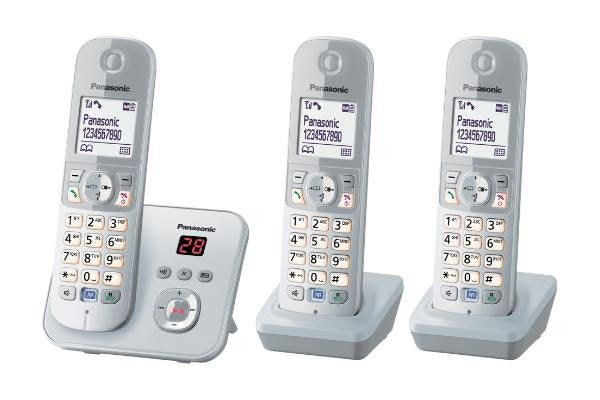 Panasonic Kx-Tg6823 Teléfono Dect Identificador De Llamadas Plata, Blanco