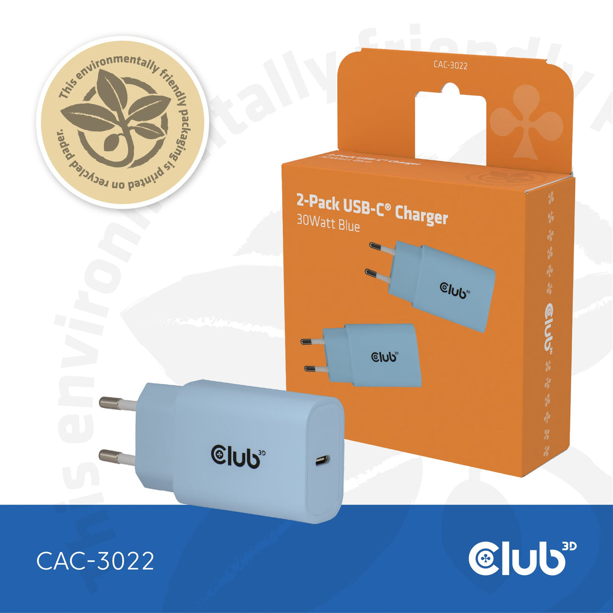 EAN 8719214473419 - CLUB3D CAC-3022 cargador de dispositivo móvil Smartphone, Universal Azul Corriente alterna Carga rápida I imagen 10