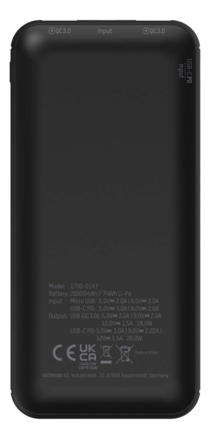 EAN 4013674187195 - Ansmann PB320PD Polímero de litio 20000 mAh Negro imagen 5