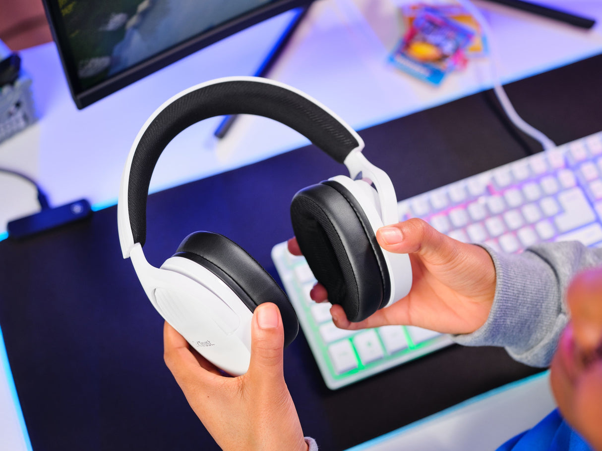 Auriculares Gaming Con Micrófono Trust Gaming Gxt 489 Fayzo Jack 3.5 Blancos