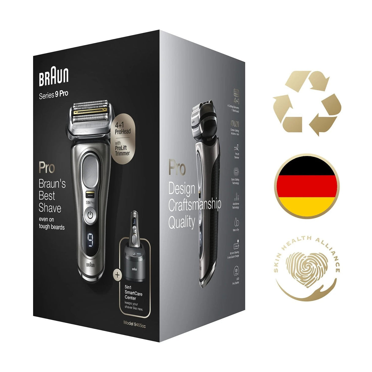 Braun Series 9 Pro 9485cc Máquina De Afeitar De Láminas Recortadora Negro, Plata