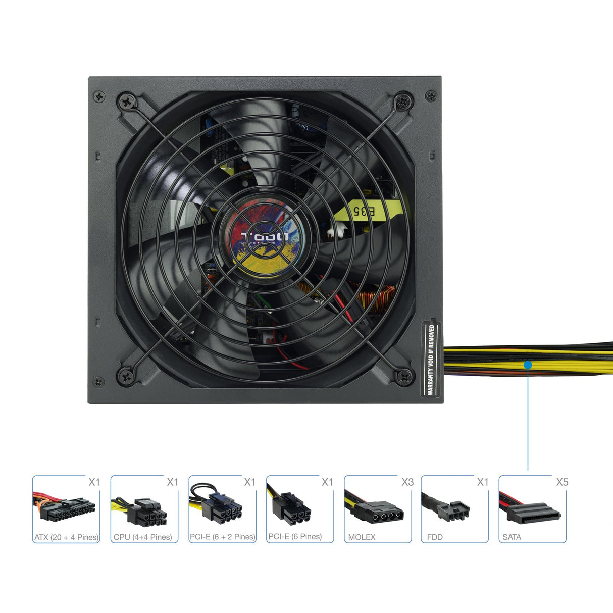 EAN 8433281010307 - TooQ TQAPOLO-700SP unidad de fuente de alimentación 700 W 20+4 pin ATX ATX Negro imagen 3