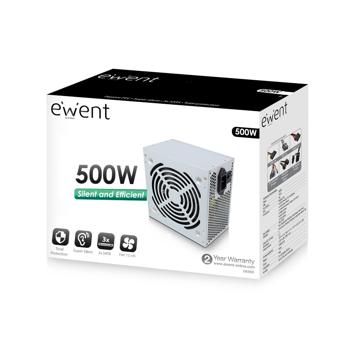EAN 8054392617331 - Ewent EW3909 unidad de fuente de alimentación 500 W 20+4 pin ATX ATX Gris imagen 3