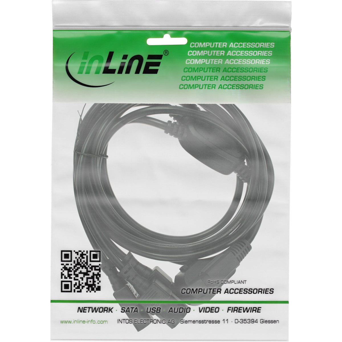 Cable De Alimentación En Y Inline 1x Enchufe Tipo F A 3x Enchufe Iec Negro 1m