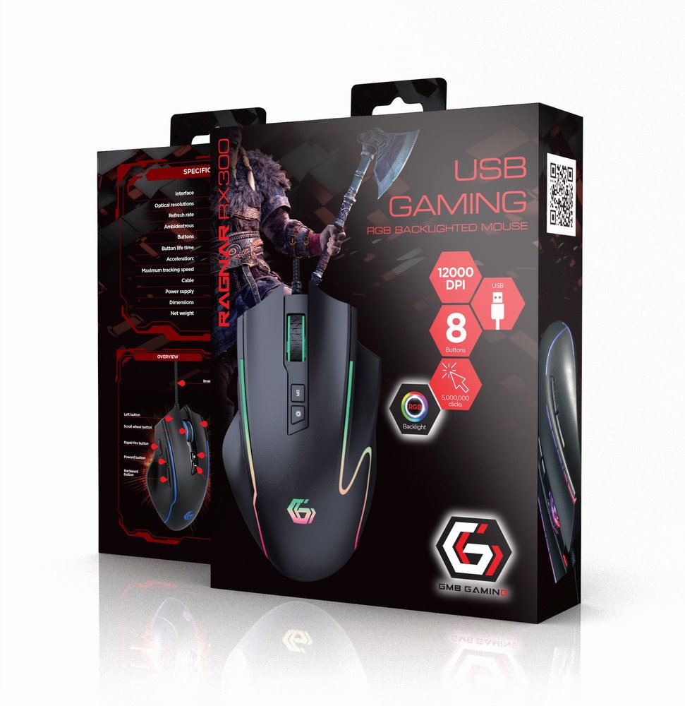 EAN 8716309121255 - Gembird MUSG-RAGNAR-RX300 ratón Juego mano derecha USB tipo A 12000 DPI imagen 4