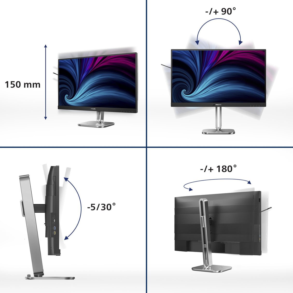 EAN 8721038002447 - Philips 27B2U4601/00 pantalla para PC 68,6 cm (27") 2560 x 1440 Pixeles Quad HD LCD Gris imagen 6