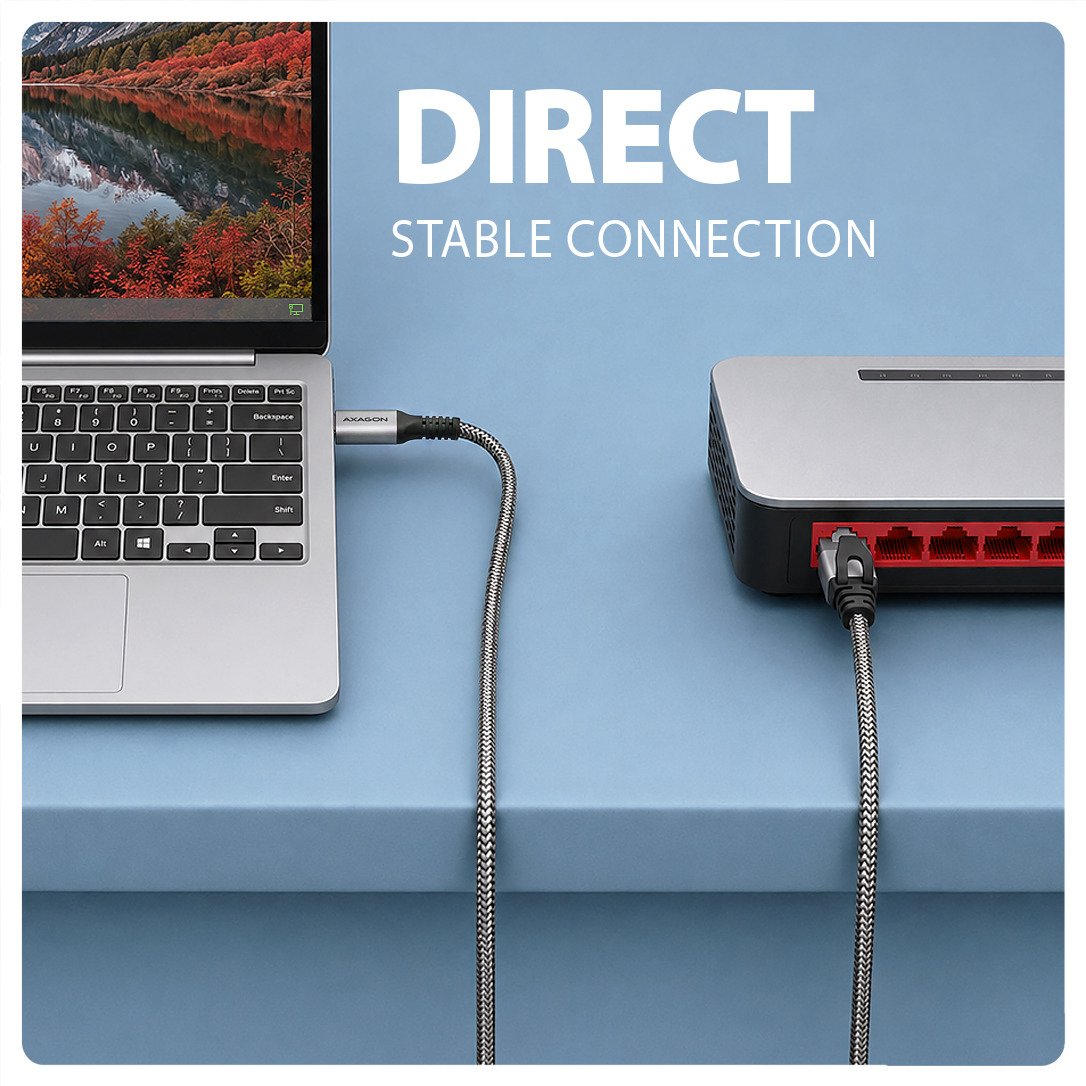 Axagon Ade-Cm20 Usb-C 5gbps - Gigabit Ethernet Adapter With Integrated Cat6 Rj-45 Network Cable (2 M), Asix Ax88179b