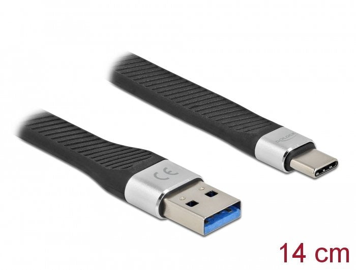Delock Cable Plano Fpc Usb 3.2 Gen 1 De Usb Tipo A A Usb Tipo C 14 Cm Pd 3 A