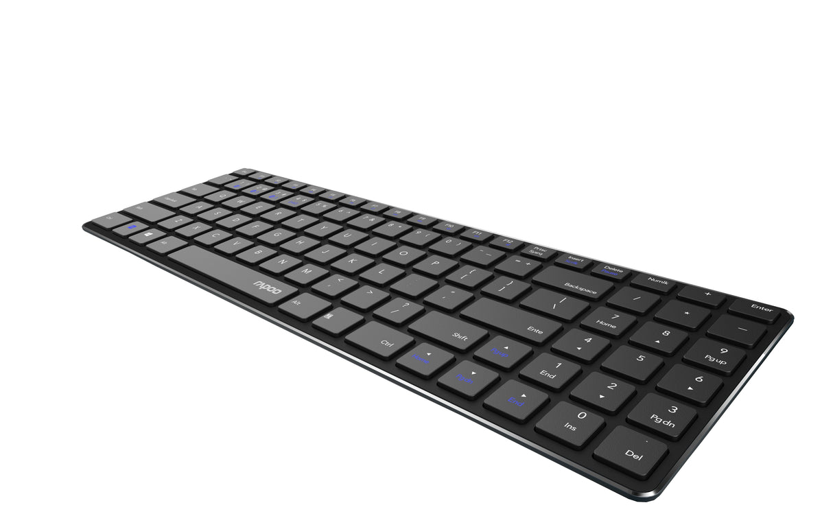 Teclado Rapoo Wireless Y Bluetooth E9100m Portugues 2.4ghz Bt 3.0 4.0 DiseãO Ultrafino Negro