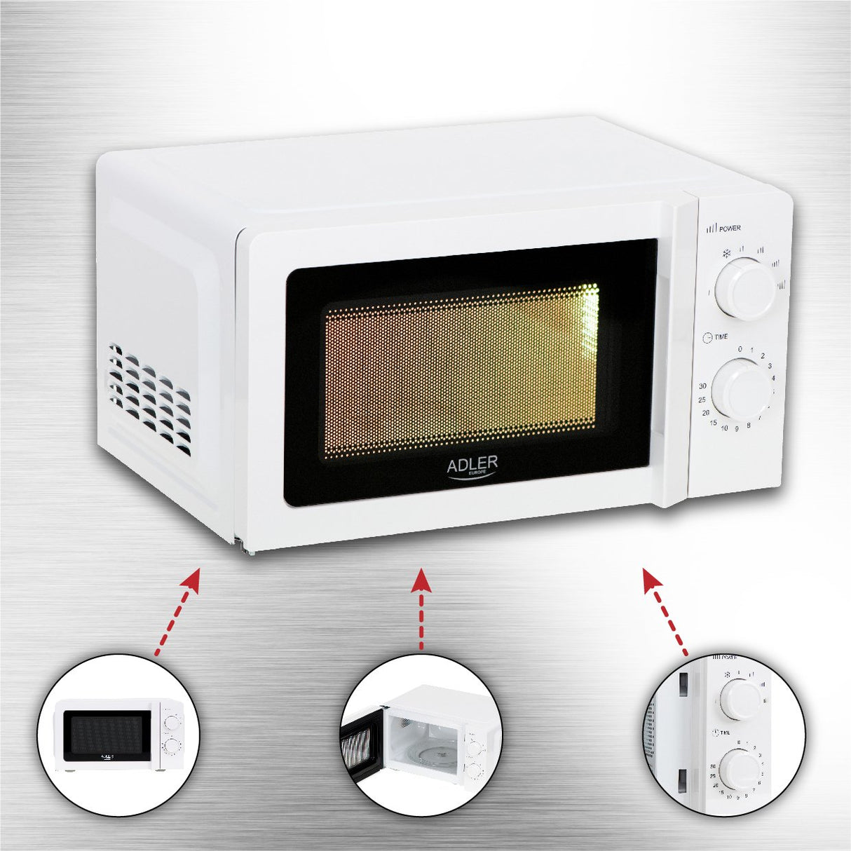 EAN 5903887801218 - Adler AD 6205 microondas Blanco Solo microondas Encimera 20 L 700 W imagen 3